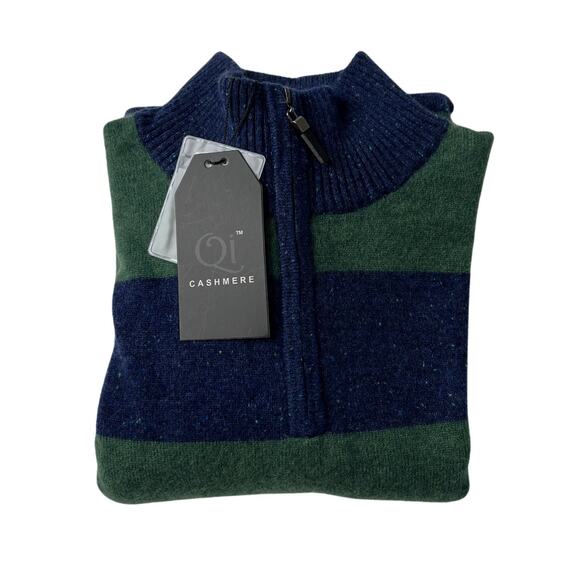 1-38 QI CASHMERE Men's Sweater 1/4 Zip Henley 100% Cashmere Small - Picture 10 of 14